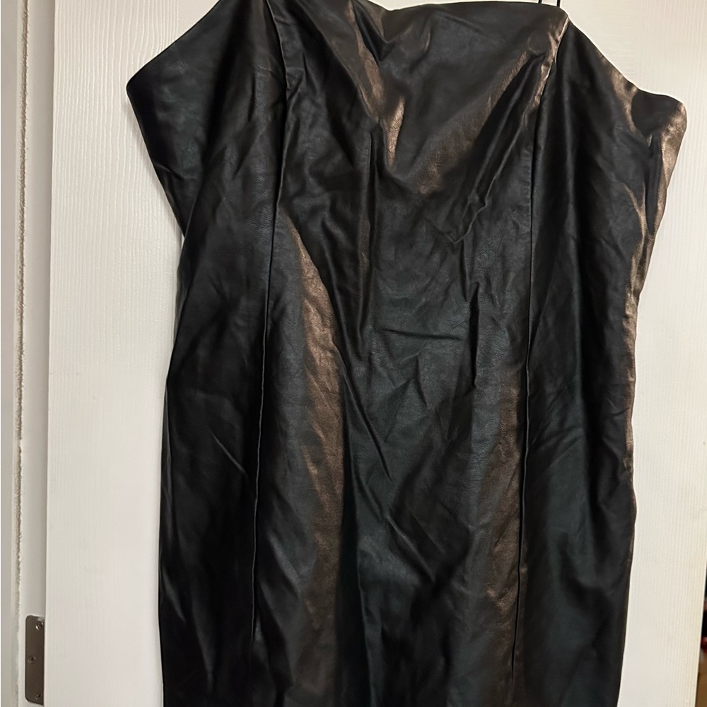 Leather like mini dress